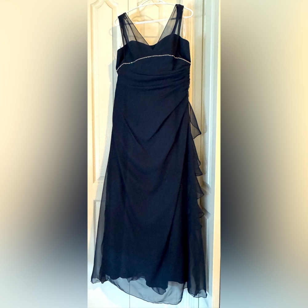 Da Vinci Navy Formal Dress with Beaded Detail